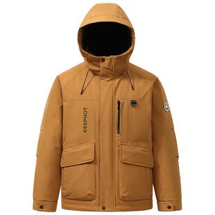 鸭鸭户外工装风羽绒服男冬季加厚连帽迷彩风情侣款保暖外套男潮