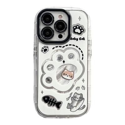 适用苹果iPhone羽纱纹猫爪手机壳