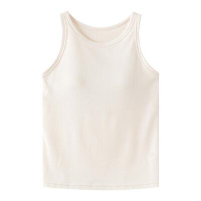 内搭齐腰纯色带胸垫螺纹女装短款