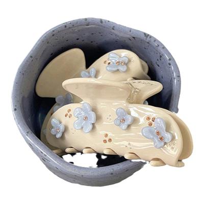 欧美新款Emijay小众立体蝴蝶花朵镶钻醋酸中号抓夹发夹发抓鲨鱼夹