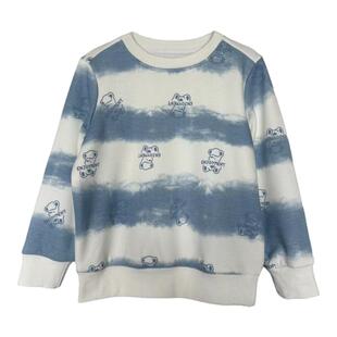 男女童卫衣秋冬上新蓝白小熊加绒圆领长袖中小童休闲卫衣