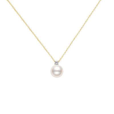 赫生纯银镀金天然珍珠项链