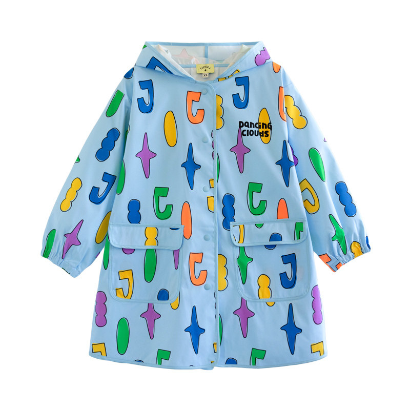 ILOVEJ女童雨衣字母印花