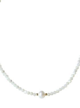 天然淡水珍珠母贝大气长款颈链