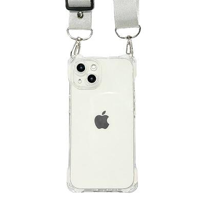 透明防摔+斜挎挂绳(四角都可挂)