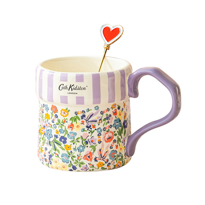 CathKidston碎花陶瓷马克杯带勺