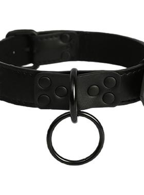 吃我金属pu皮镀黑钢链男女通用