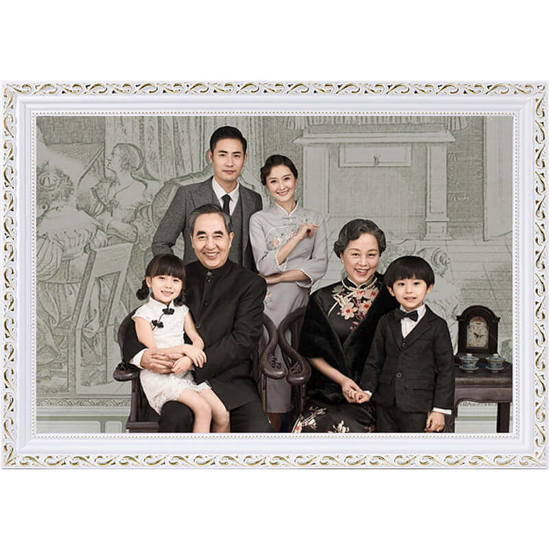 欧式实木洗照片做成全家福相框定制放大尺寸24 30 36寸客厅挂墙