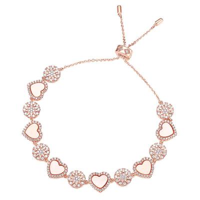 粉母贝心相连手链调节爱心手饰