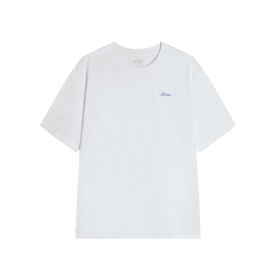 特步短袖T恤男冬季透气纯棉新款圆领白色半袖休闲运动服体恤上衣