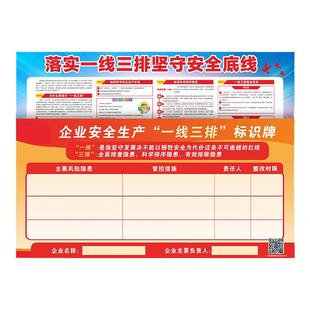 一线三排标识牌三线一排安全生产标语墙贴信息公示牌企业车间安全生产月应急预案主题宣传海报