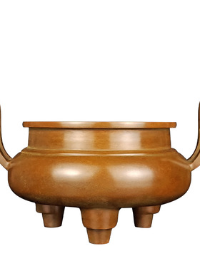 纯黄铜香炉家用室内三足插香线