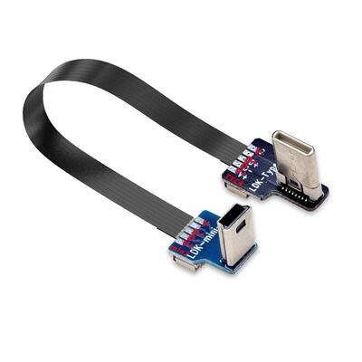 type-c转mini usb迷你弯头直角充电数据线供电线电源线航拍软排线5PT型车载行车记录仪电子狗tpyec转接头tpc