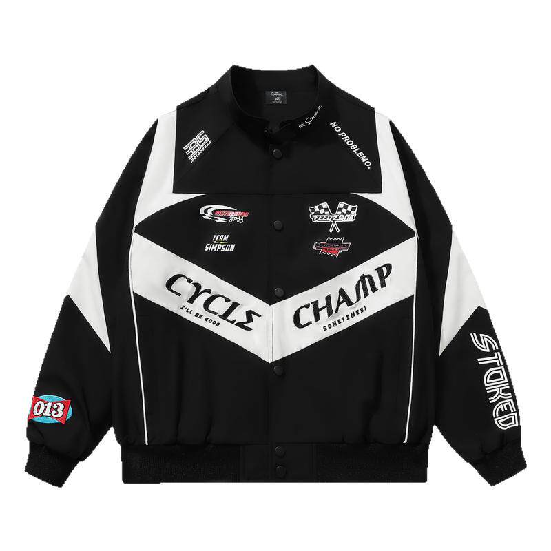 侯明昊同款 |辛普森一家夹克外套男2026春季新款机车风赛车服防风