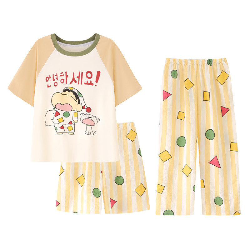 蜡笔小新女童夏季短袖纯棉家居服