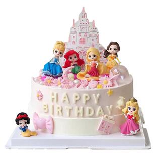 迷你公主蛋糕装饰摆件小仙女小公主白雪Q版套装女生女孩生日插件