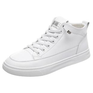 头层牛皮高帮小白鞋女2026春秋新款真皮百搭 ins平底运动休闲板鞋