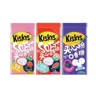 KisKis酷滋情话口香糖无糖木糖醇夹心清新口气约会表白糖水蜜桃味