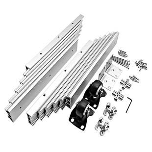 隐藏式橱柜多节铝合金平推书吧台静音导轨折叠滚珠滑轨五金配件