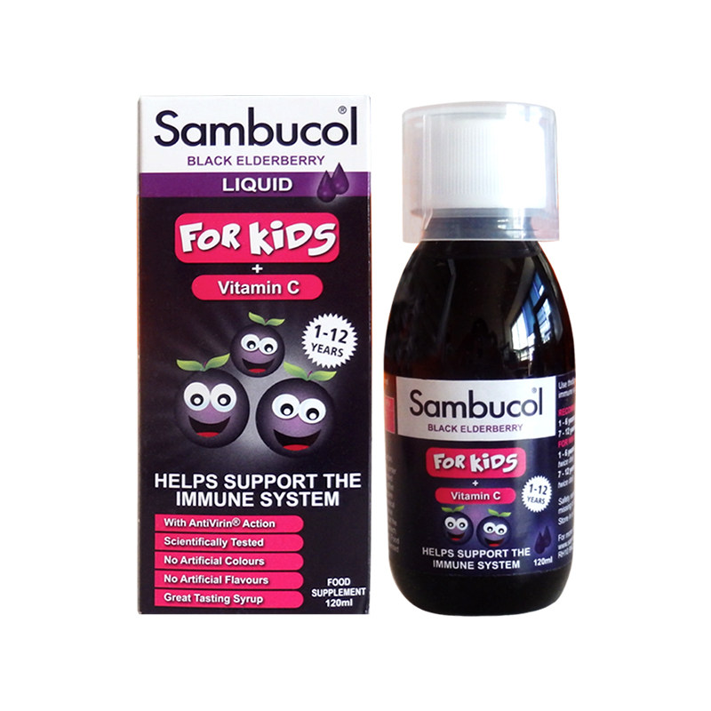 英国黑接骨木糖浆Sambucol帮助宝宝婴幼儿自护力营养口服液120ml