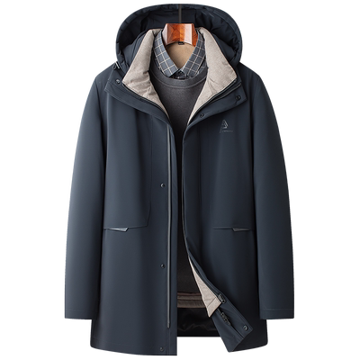 老人头羽绒服中长款加厚保暖