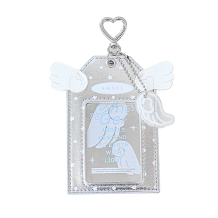 RosyPosy柔设天使卡套ins风追星小卡吧唧保护套学生校园卡饭卡卡套证件套门禁套皮质吧唧套书包挂件粉色卡套