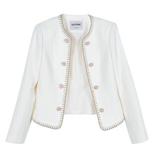 米思阳2026春新款法式名媛高级感白色小香风短款外套修身上衣女