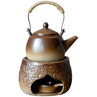 碌心 中式复古柴棕釉温茶炉 小型家用焙茶器 蜡烛加热茶壶保温台