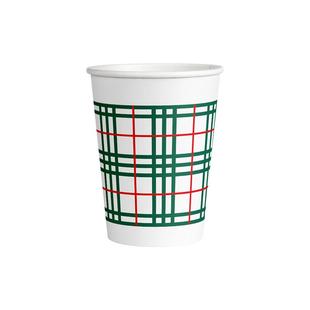 整箱批发加厚纸杯家用一次性杯子1000只水杯方格子220ml咖啡加硬
