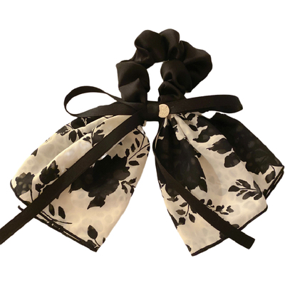 复古小香风印花蝴蝶结发圈