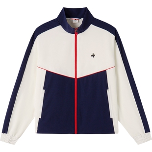 乐卡克法国公鸡秋季男女同款时尚撞色外套运动翻领开衫