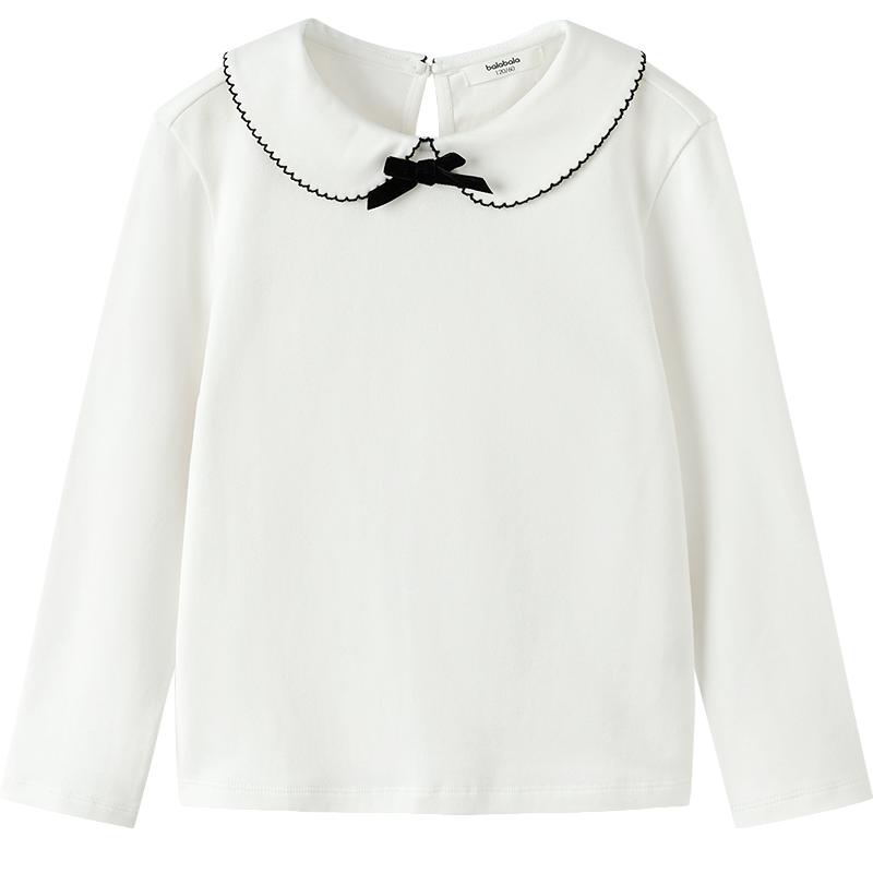 巴拉巴拉balaone女童长袖t恤儿童2025新款秋甜美娃娃领内搭上衣萌