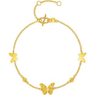 周六福黄金手链5G足金计价双层小仙蝴蝶梦幻森林系列新年礼物