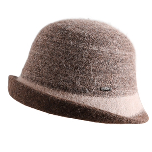 法式卷边兔毛渔夫帽女复古显脸小礼帽2025秋冬新款帽子高级感盆帽