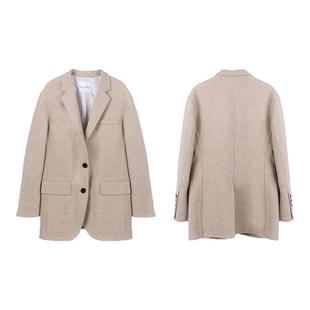 Deessesicile都市高智毛呢单排扣外套优雅简约通勤西装短款大衣女