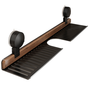 浴室置物架胡桃木厕所洗手台水龙头收纳架卫生间台面吸盘式整理架