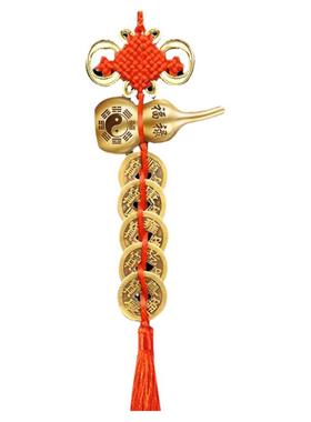 五帝钱门对门纯黄铜葫芦挂件真品铜钱串入户门压门槛大中国吉祥结