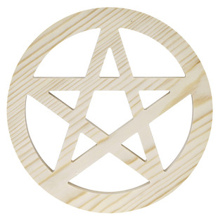 19cm水晶如尼七星阵底盘五芒星托盘网格阵天然原木片镂空底座杯垫