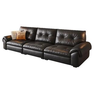 帕沙曼真皮沙发复古风云朵小户型客厅法式直排新款大坐深帆船沙发