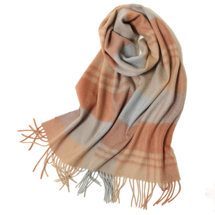 轻奢新款羊绒围巾格子女秋冬季情侣款保暖窄版洋气百搭韩版男围脖