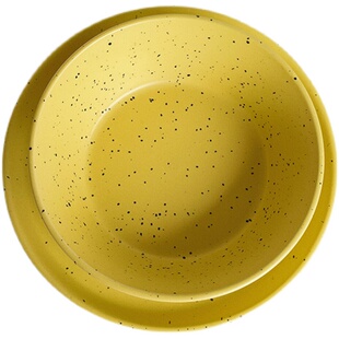 ins博主同款简约黄色泼墨碗陶瓷韩系西餐厅盘子餐具沙拉碗牛排盘