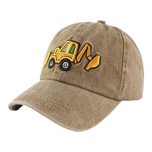 儿童帽子秋季挖掘机男童棒球帽女童鸭舌帽幼儿园小童遮阳帽宝宝帽