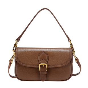 皮尔卡丹官方植鞣马鞍包复古法式真皮斜挎包MINI手拎包礼物