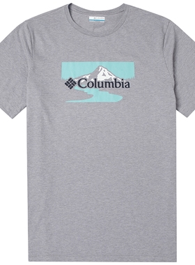 哥伦比亚灰色圆领短袖男装2024春季新款运动服休闲半袖T恤AE2959