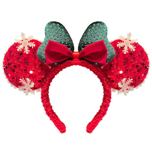 圣诞头饰红色米妮卡通发箍女孩发饰可爱头箍聚会表演圣诞节装扮