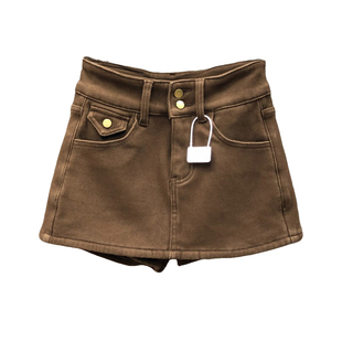 2025秋冬新款加绒加厚高腰显瘦牛仔短裙女两粒扣a字包臀半身裤裙