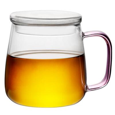 九土日式手工透明带把加厚玻璃杯