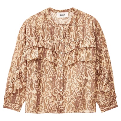 bash2026新款春季低语佩斯利复古层叠花边衬衫法式女上衣1E26TUNE