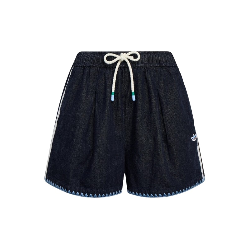 adidas阿迪达斯三叶草女子南法假日度假风抽绳牛仔运动短裤KX0747