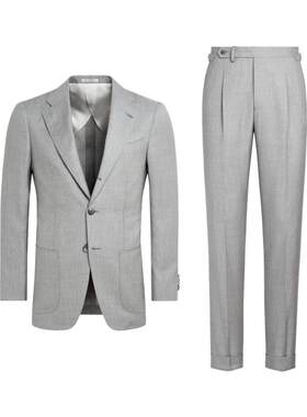 SUITSUPPLY浅灰色S140支羊毛西服男士西装套装